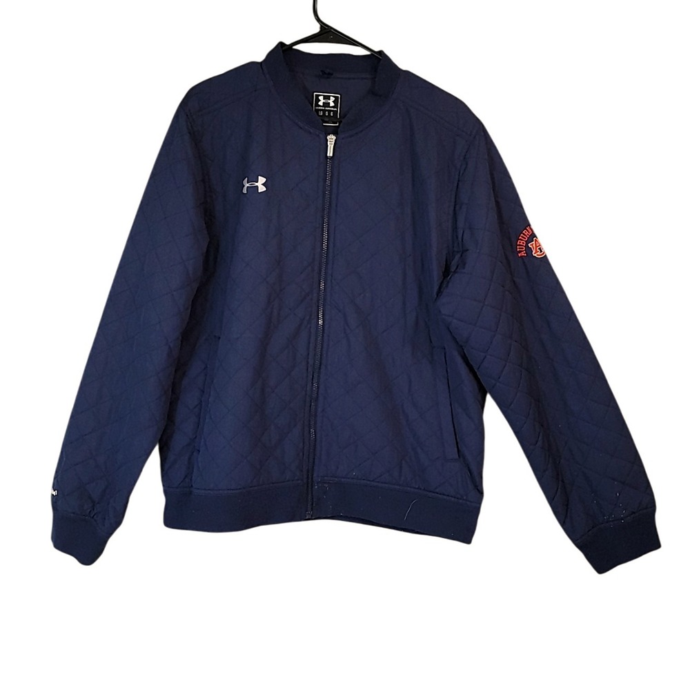 Under Armour Auburn Tigers NCAA Quilted Bomber Jacket Full Zip Navy Mens Large‎